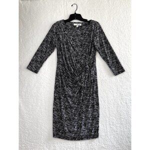 Ripe Maternity dress women sm black white pattern side tie 3/4 sleeve work dress